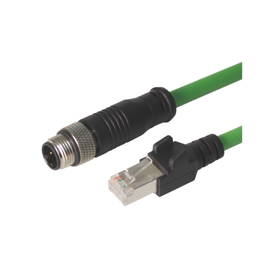 Rj45 M12雙端預(yù)鑄D編碼以太網(wǎng)電纜4針?